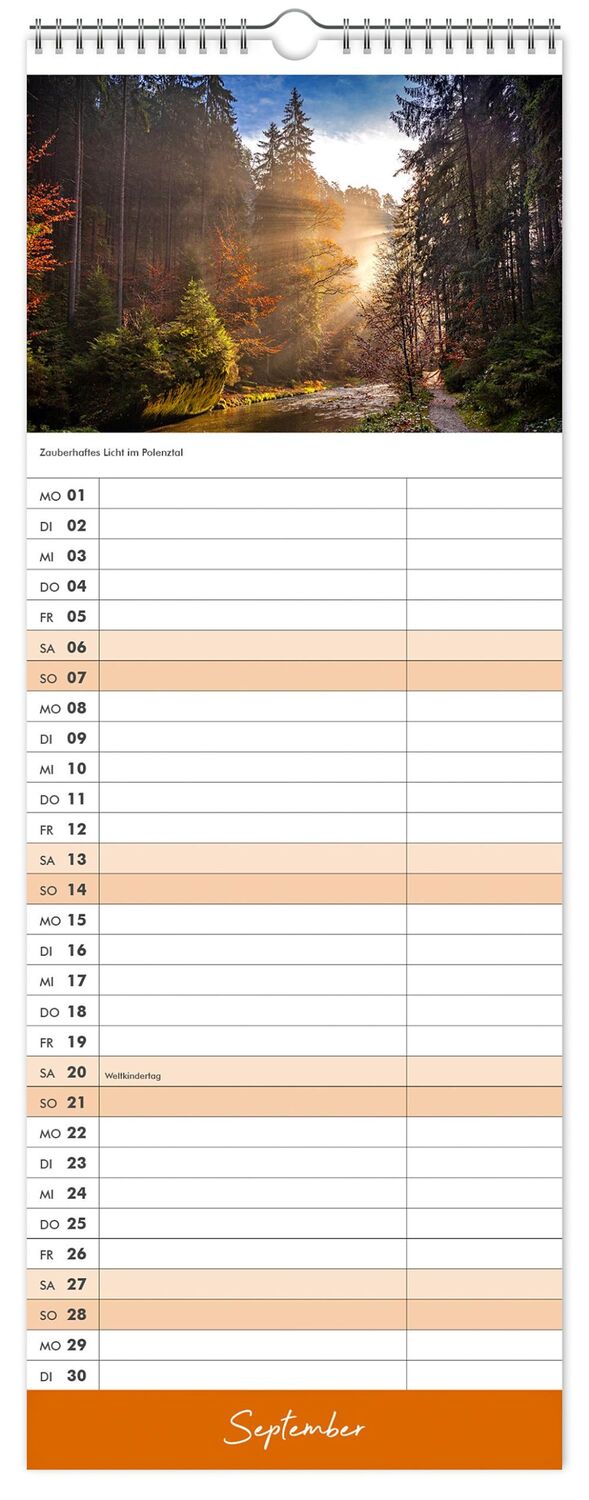 Bild: 9783910680739 | Küchenkalender Sächsische Schweiz 2025 | 15 x 40 cm weißes Kalendarium