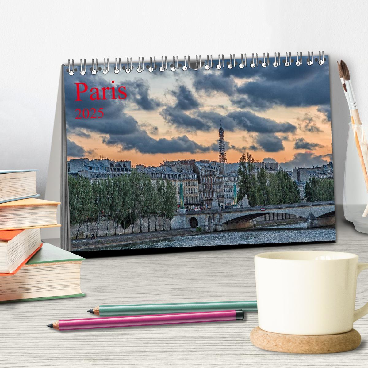 Bild: 9783435775859 | Paris (Tischkalender 2025 DIN A5 quer), CALVENDO Monatskalender | 2025