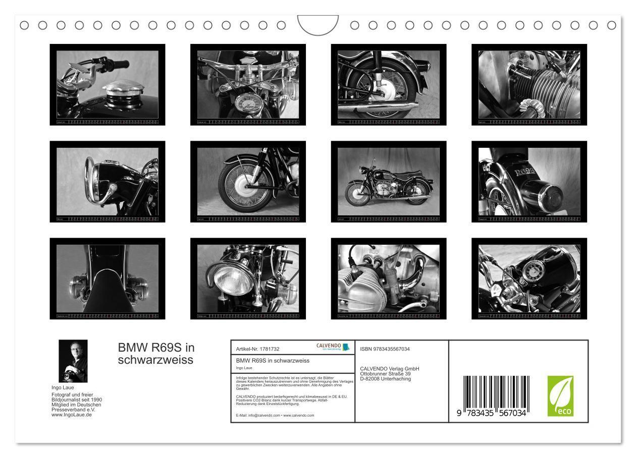 Bild: 9783435567034 | BMW R69S in schwarzweiss (Wandkalender 2025 DIN A4 quer), CALVENDO...