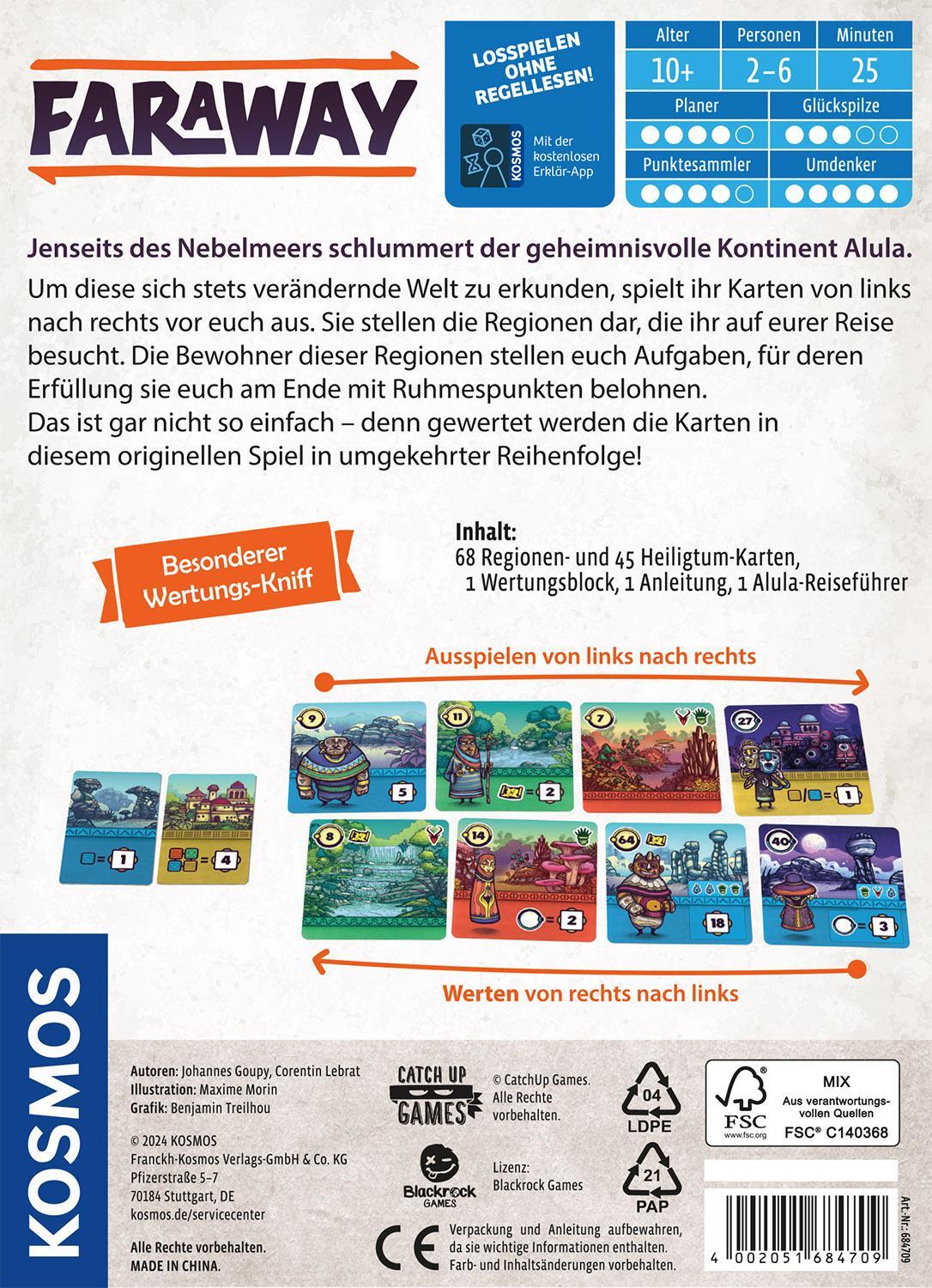 Rückseite: 4002051684709 | Faraway | Spiel | Johannes Goupy (u. a.) | Spiel | 684709 | Deutsch