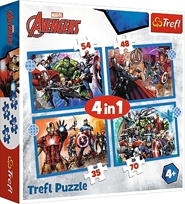 Cover: 5900511343861 | Marvel Avengers, 4 in 1 Puzzle (Kinderpuzzle) | Spiel | In Spielebox