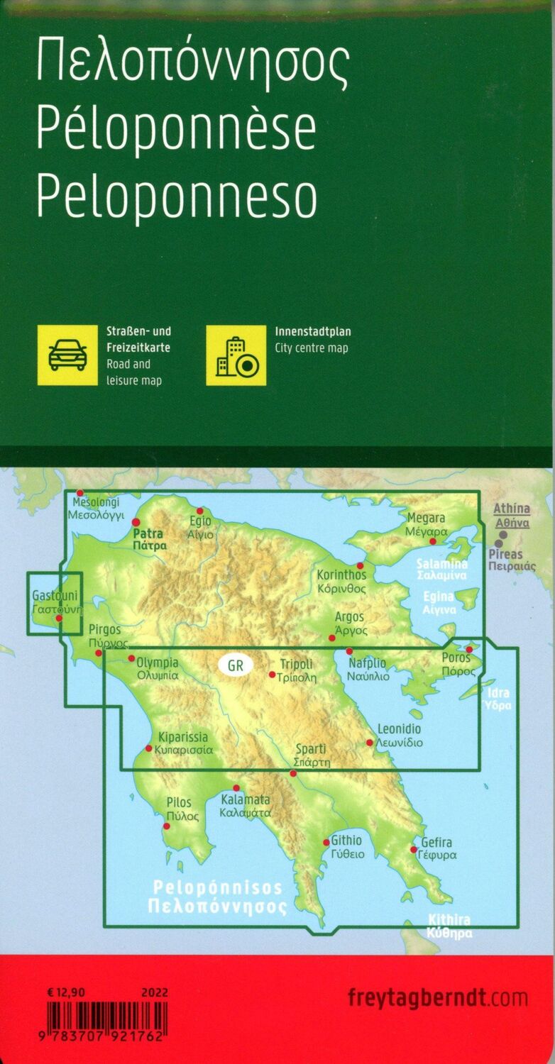 Bild: 9783707921762 | Peloponnes, Straßen- und Freizeitkarte 1:150.000, freytag &amp; berndt