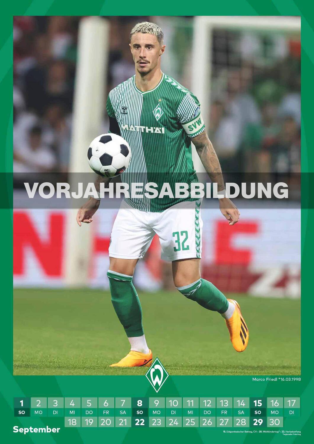 Bild: 4002725994493 | Werder Bremen 2025 - A3-Kalender - Fußball-Kalender - Fan-Kalender...