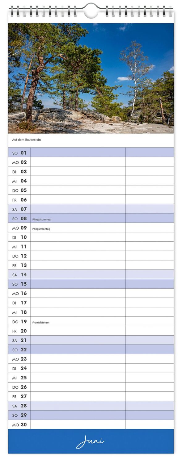 Bild: 9783910680739 | Küchenkalender Sächsische Schweiz 2025 | 15 x 40 cm weißes Kalendarium