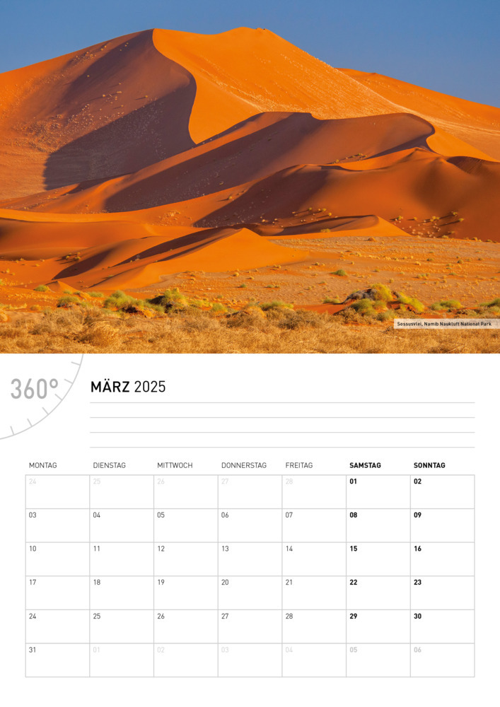 Bild: 9783968555799 | 360° Namibia Broschürenkalender 2025 | Christian Heeb | Kalender