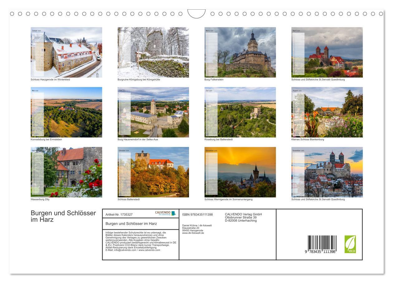 Bild: 9783435111398 | Burgen und Schlösser im Harz (Wandkalender 2025 DIN A3 quer),...