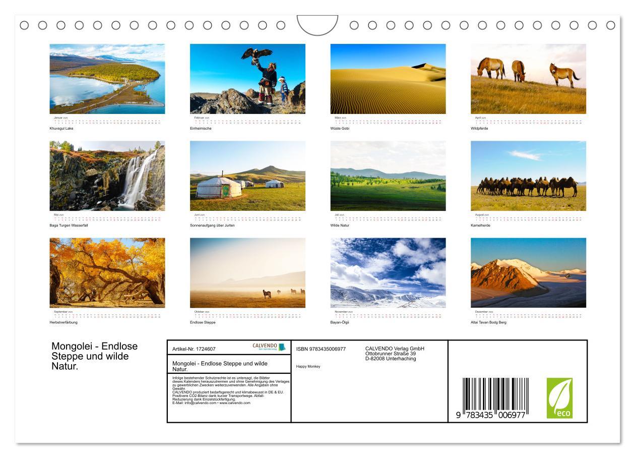 Bild: 9783435006977 | Mongolei - Endlose Steppe und wilde Natur. (Wandkalender 2025 DIN...