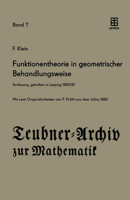 Cover: 9783322003836 | Funktionentheorie in geometrischer Behandlungsweise | Felix Klein