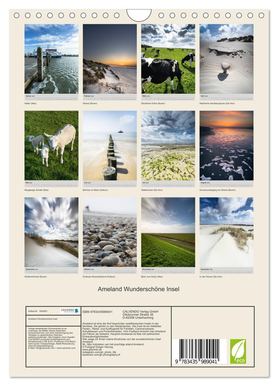 Bild: 9783435989041 | Ameland Wunderschöne Insel (Wandkalender 2025 DIN A4 hoch),...