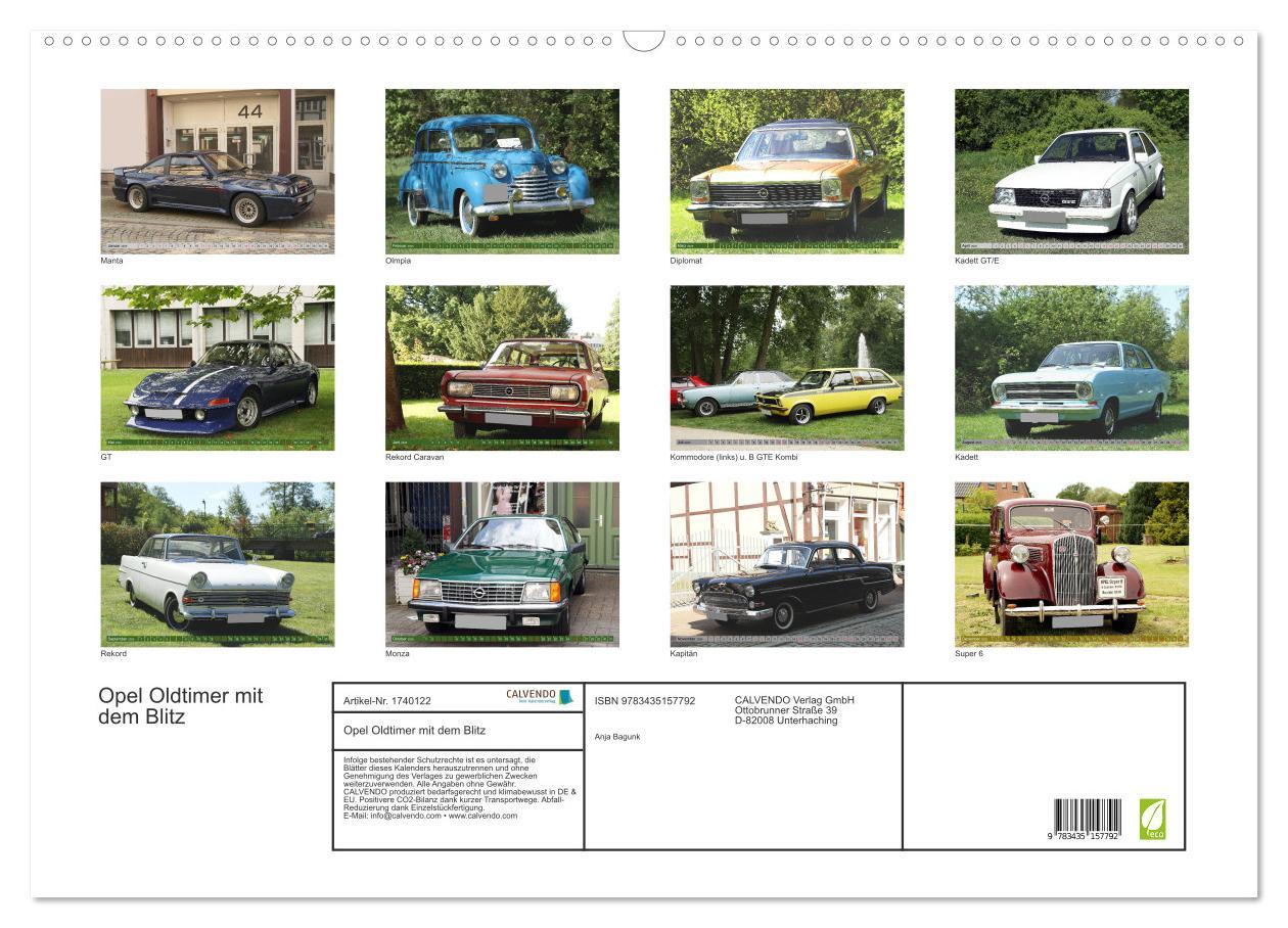 Bild: 9783435157792 | Opel Oldtimer mit dem Blitz (Wandkalender 2025 DIN A2 quer),...