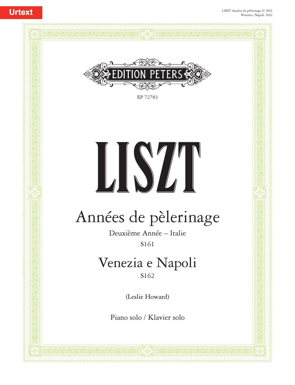 Cover: 9790577011097 | Années de Pèlerinage -- Deuxième Année (Italie), Venezia E Napoli...