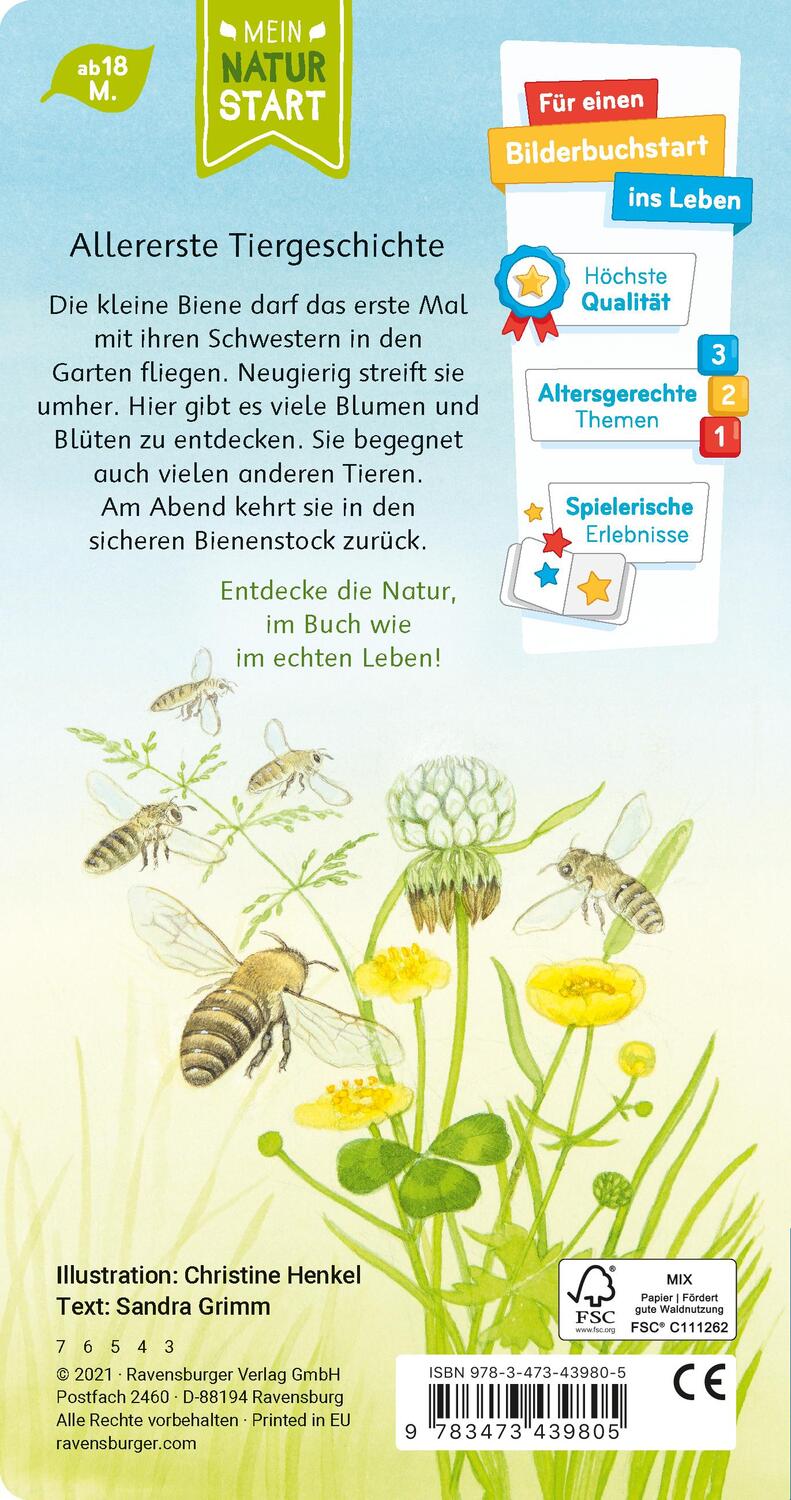 Rückseite: 9783473439805 | Ich bin die kleine Biene | Sandra Grimm | Buch | Naturstart | 16 S.