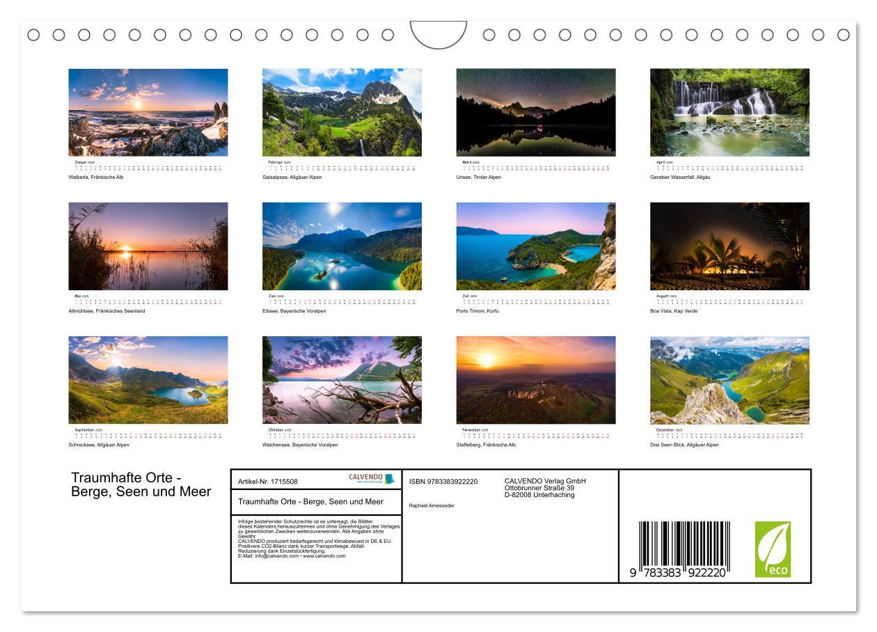 Bild: 9783383922220 | Traumhafte Orte - Berge, Seen und Meer (Wandkalender 2025 DIN A4...