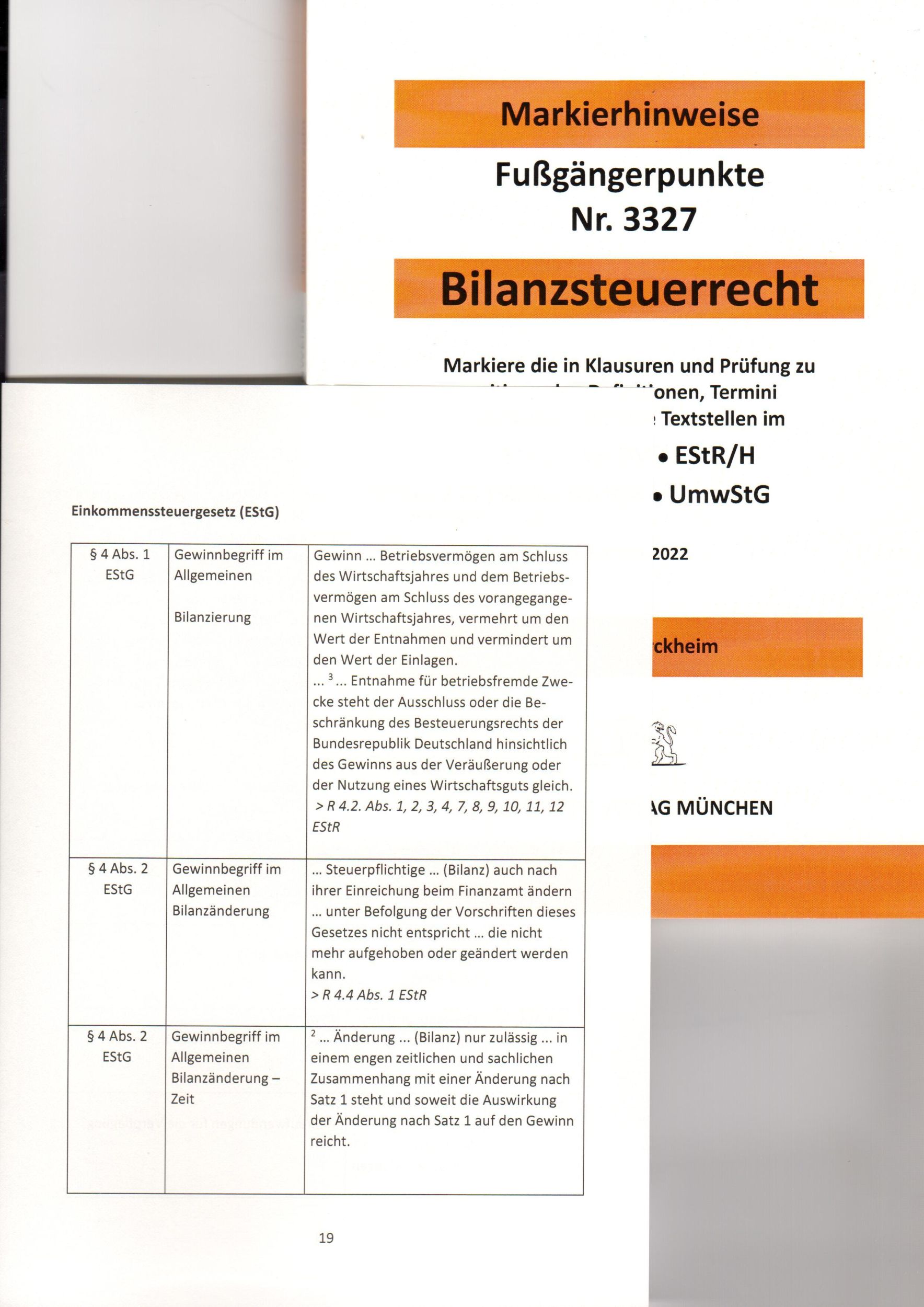 Bild: 9783864533327 | BILANZSTEUERRECHT 2022 Dürckheim-Markierhinweise/Fußgängerpunkte...