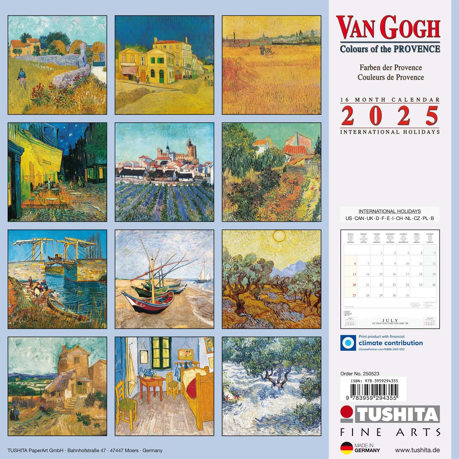 Rückseite: 9783959294355 | van Gogh - Colours of the Provence 2025 | Kalender 2025 | Kalender