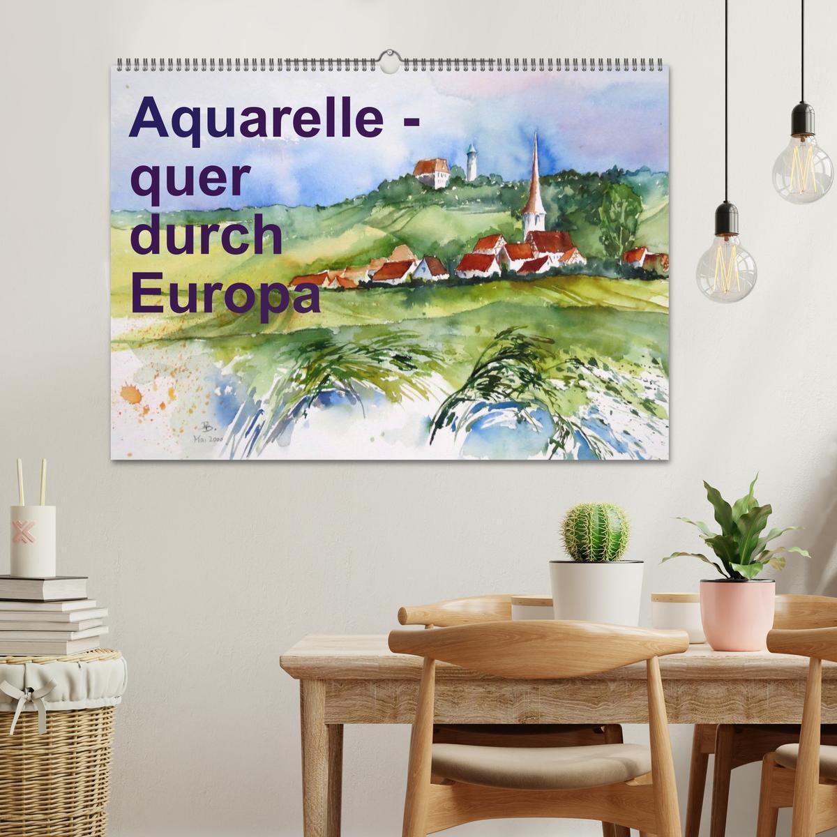 Bild: 9783435731206 | Aquarelle - quer durch Europa (Wandkalender 2025 DIN A2 quer),...