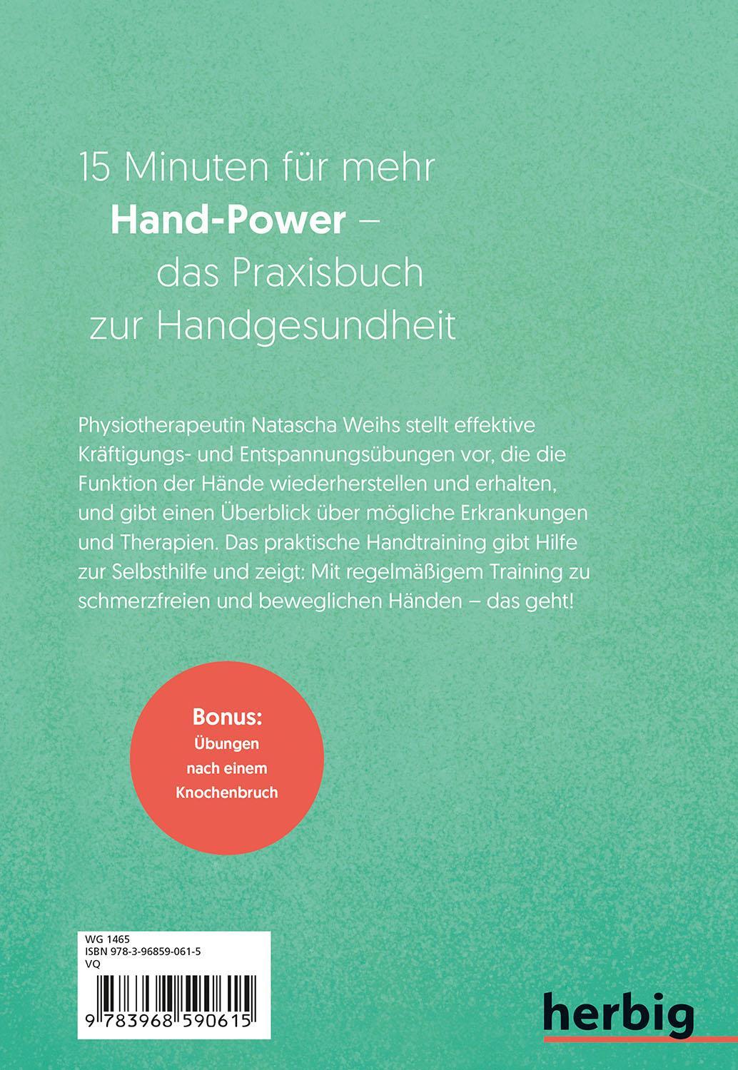 Rückseite: 9783968590615 | Gesunde und starke Hände | Natascha Weihs | Taschenbuch | 112 S.