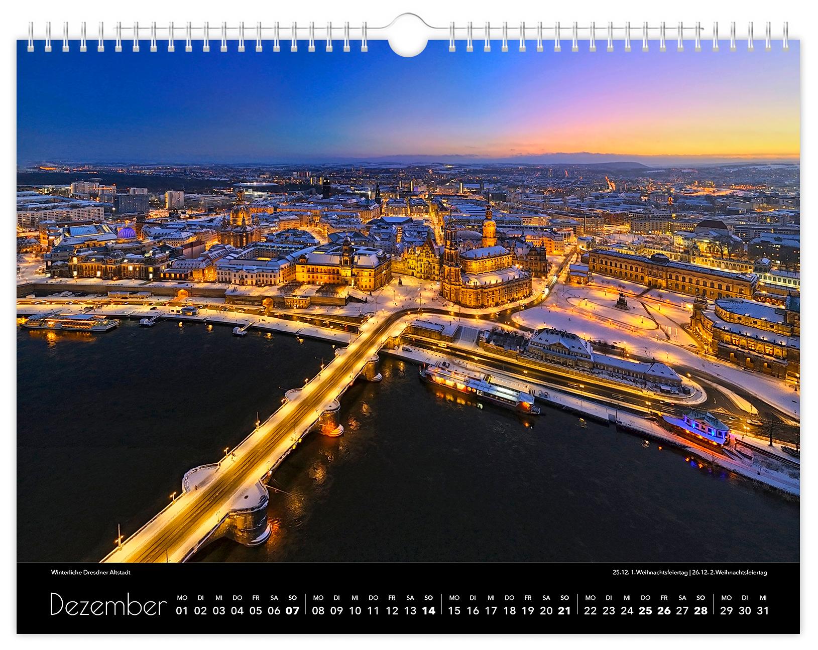 Bild: 9783910680586 | Kalender Dresden Elbflorenz 2025 | 40 x 30 cm schwarzes Kalendarium