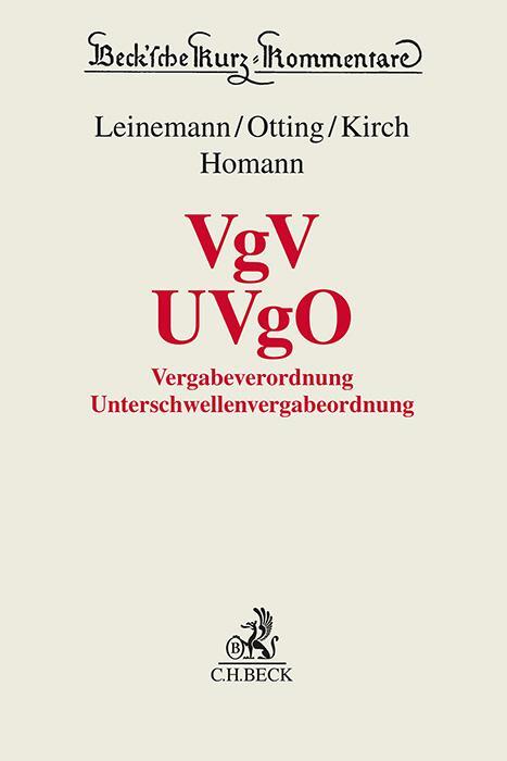 Cover: 9783406647253 | VgV / UVgO | Vergabeverordnung / Unterschwellenvergabeordnung | Buch