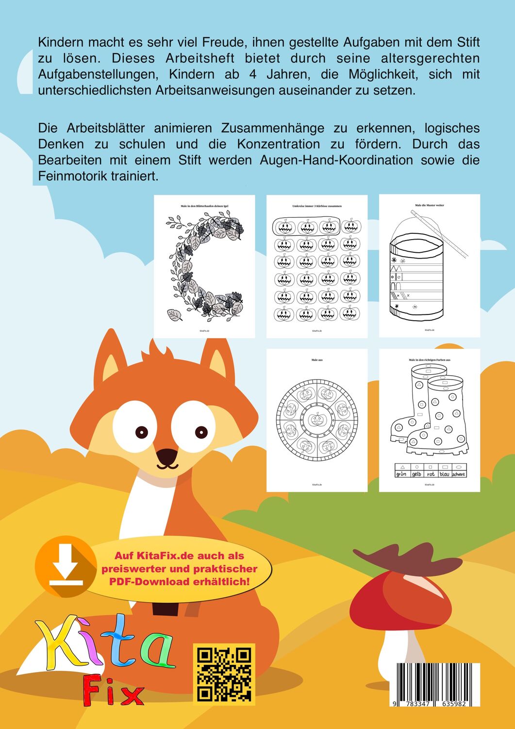 Rückseite: 9783347635982 | KitaFix-Kreativ: Arbeitsblätter Herbst (50 Ideen für Vorschule und...