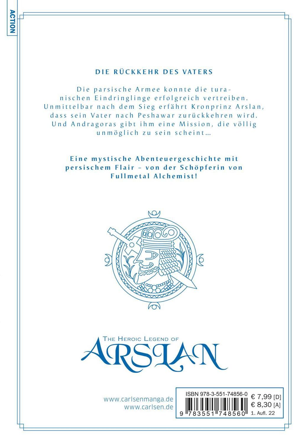 Rückseite: 9783551748560 | The Heroic Legend of Arslan 15 | Hiromu Arakawa (u. a.) | Taschenbuch