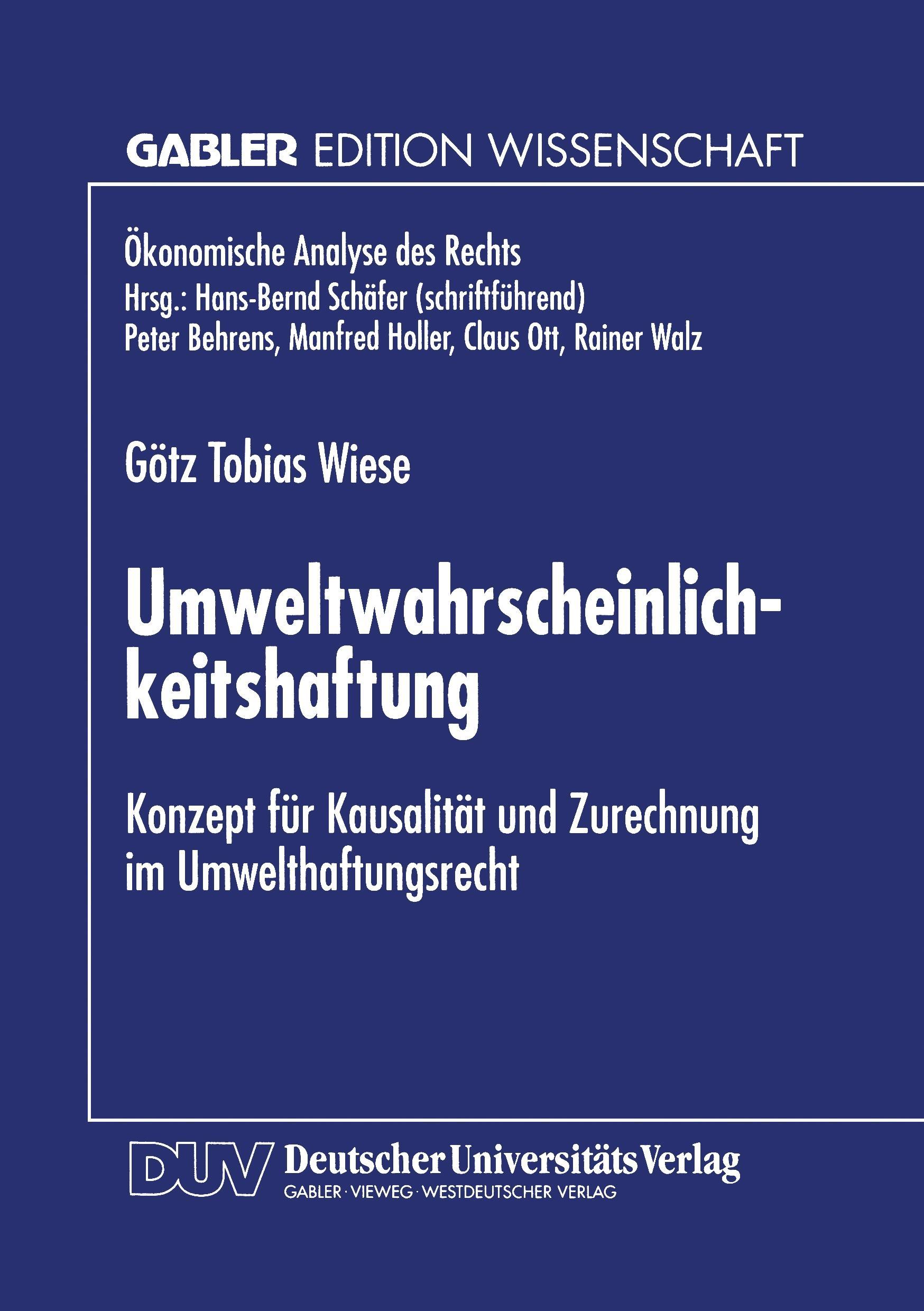 Cover: 9783824465200 | Umweltwahrscheinlichkeitshaftung | Götz T. Wiese | Taschenbuch | xxvi