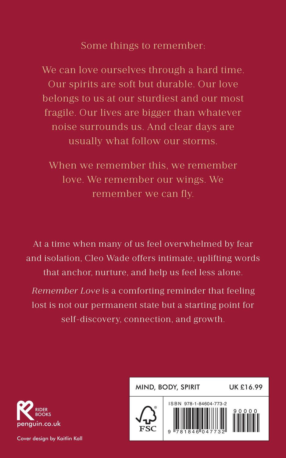 Rückseite: 9781846047732 | Remember Love | Words for Tender Times | Cleo Wade | Taschenbuch