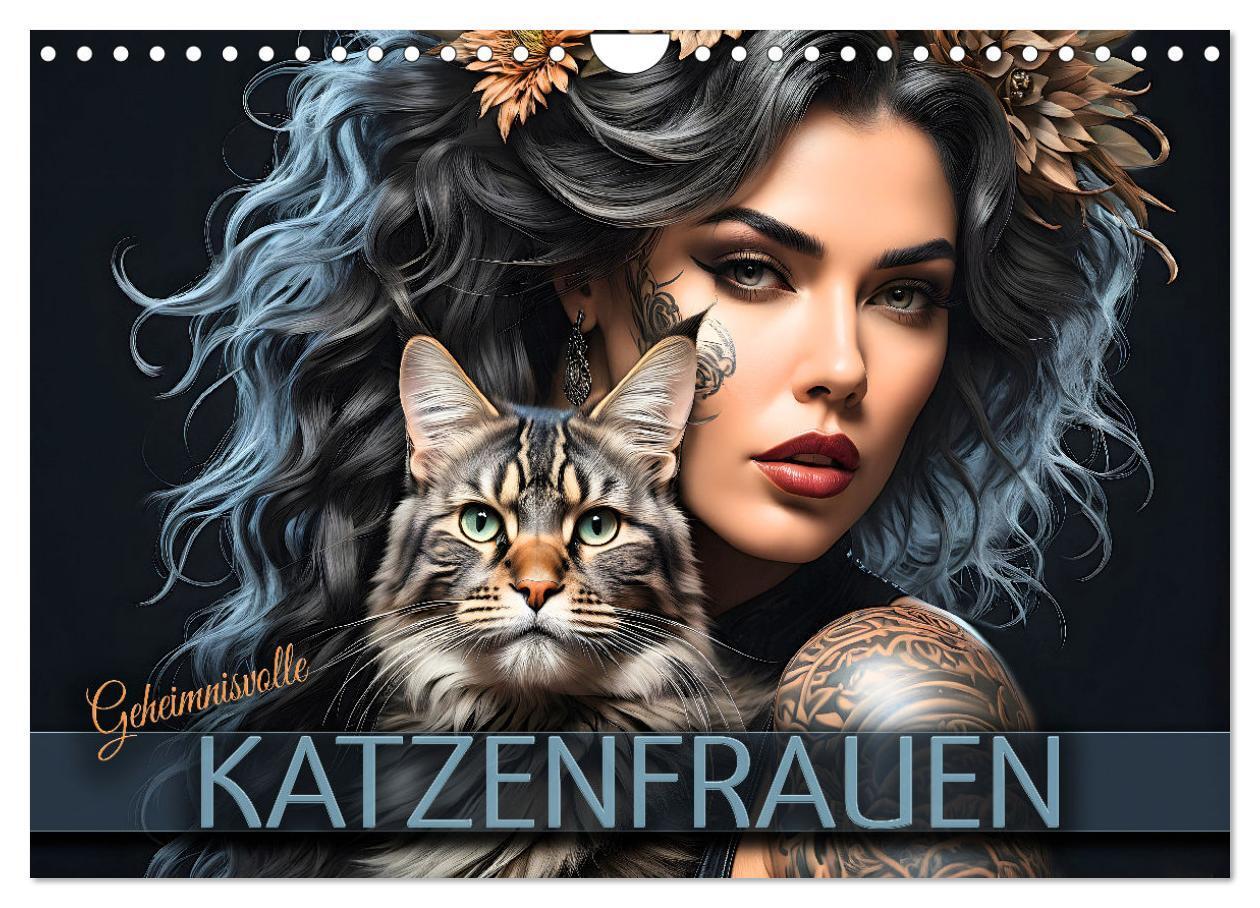 Cover: 9783383749681 | Geheimnisvolle Katzenfrauen (Wandkalender 2024 DIN A4 quer),...