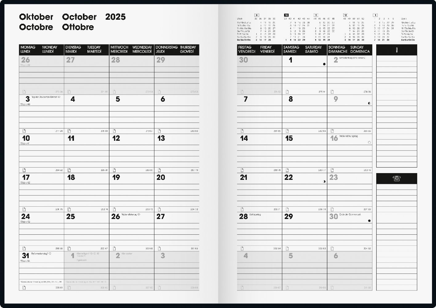 Bild: 4061947126808 | Buchkalender TimeCenter Modell 726 (2025) | 2 Seiten = 1 Monat, A5