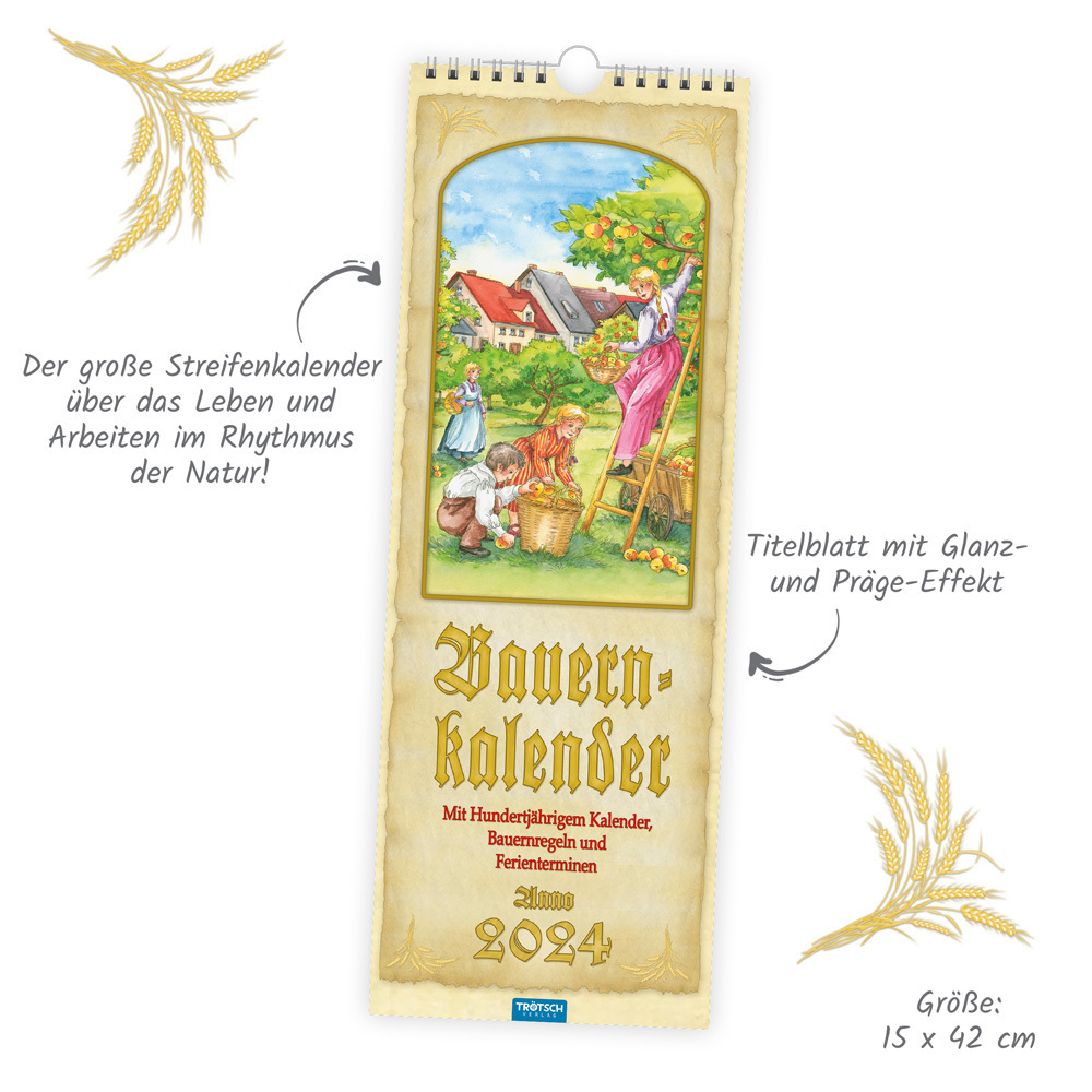 Bild: 9783988020147 | Trötsch Maxi-Streifenkalender Bauernkalender 2024 - mit...