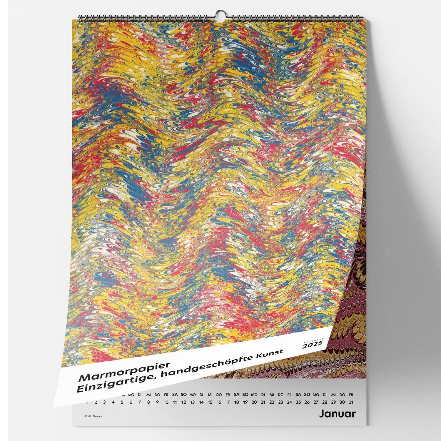 Cover: 9783968491592 | Marmorpapier - Einzigartige, handgeschöpfte Kunst. Wandkalender 2025