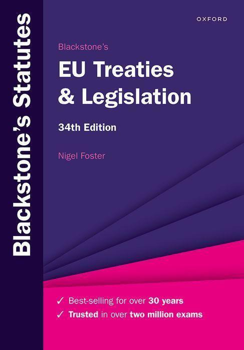 Cover: 9780198890423 | Blackstone's EU Treaties & Legislation | Nigel Foster | Taschenbuch