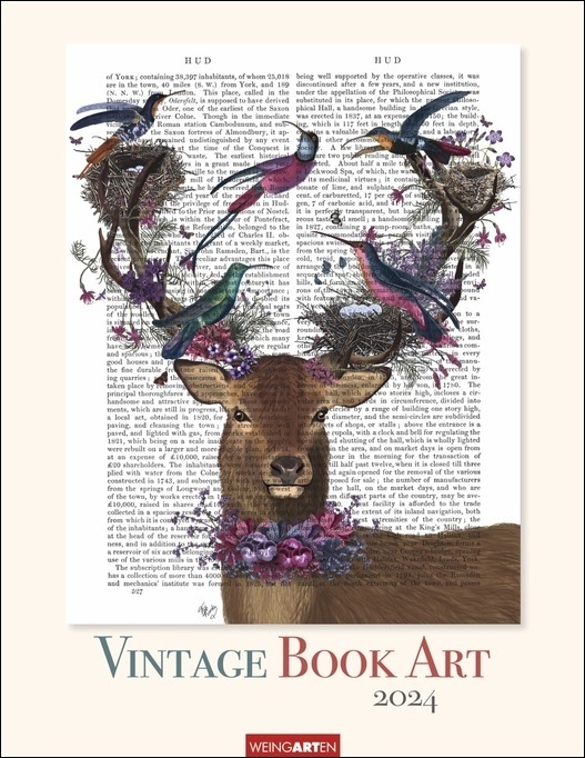 Cover: 9783840085802 | Vintage Book Art Kalender 2024. Kunst trifft Literatur: Farbenfrohe...