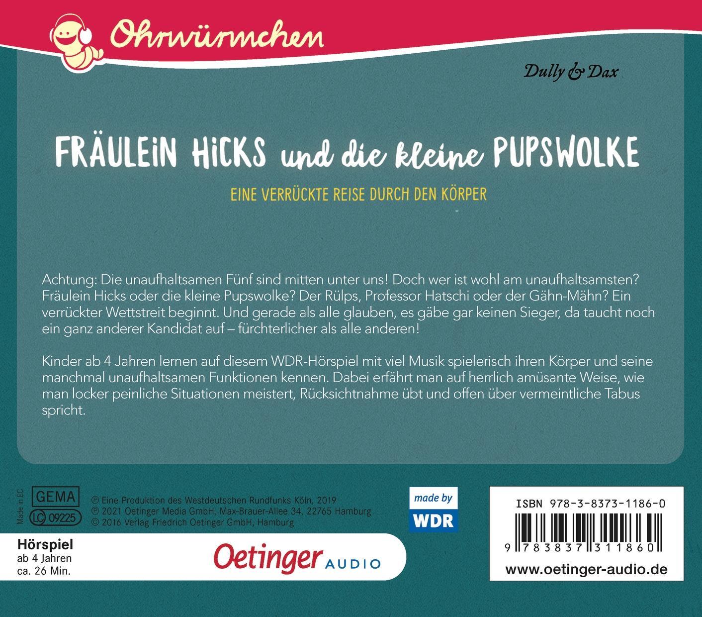 Rückseite: 9783837311860 | Fräulein Hicks und die kleine Pupswolke | Eva Dax | Audio-CD | Deutsch