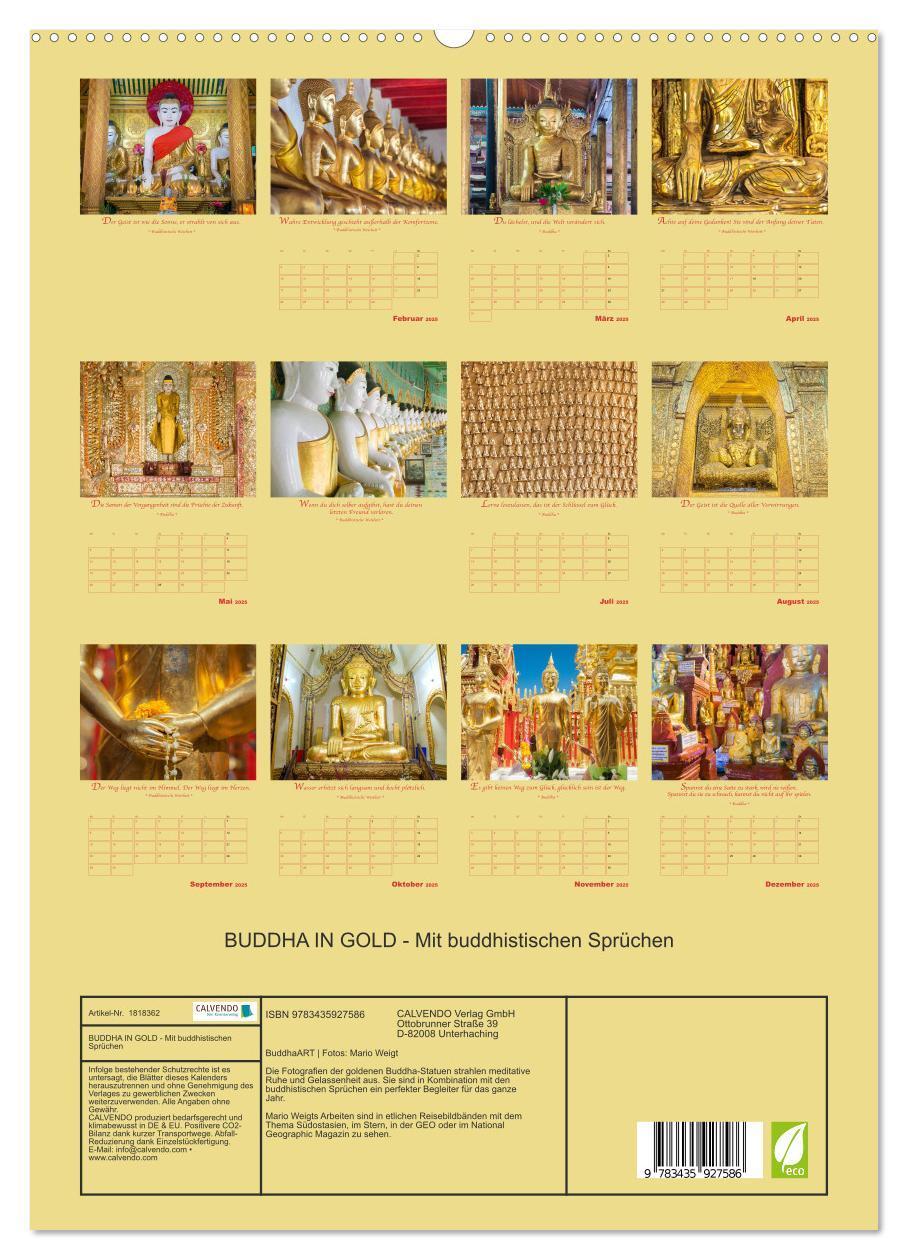 Bild: 9783435927586 | BUDDHA IN GOLD - Mit buddhistischen Sprüchen (Wandkalender 2025 DIN...