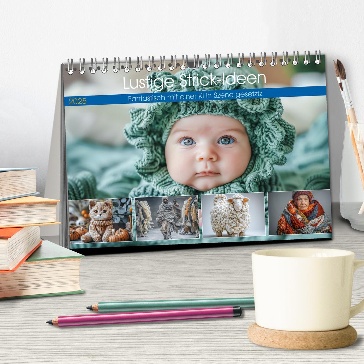 Bild: 9783383803901 | Lustige Strick-Ideen (Tischkalender 2025 DIN A5 quer), CALVENDO...