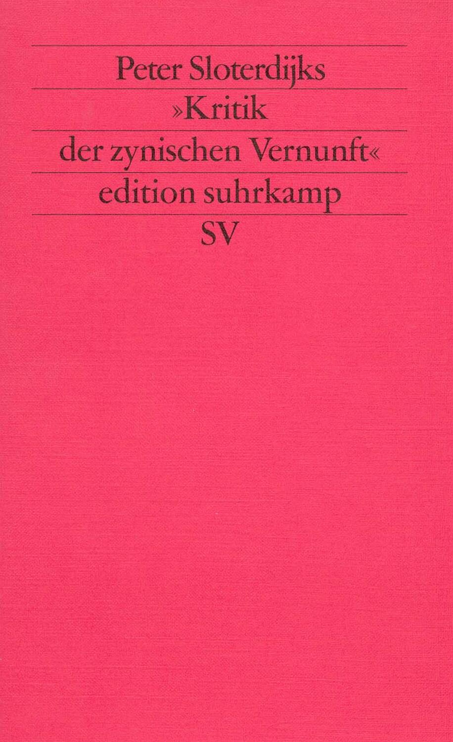 Cover: 9783518112977 | Peter Sloterdijks Kritik der zynischen Vernunft | Peter Sloterdijk