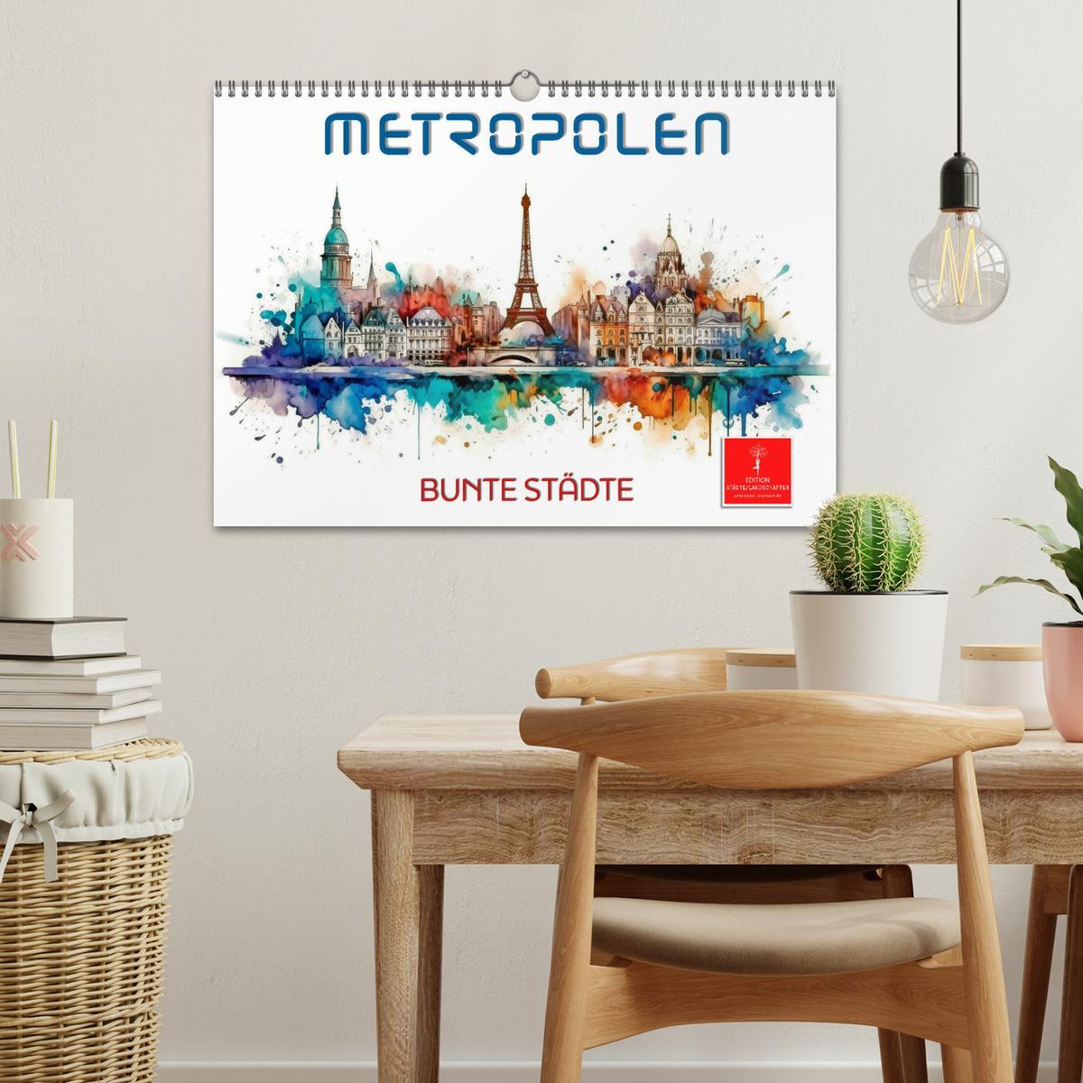 Bild: 9783383897634 | Skylines - bunte Städte (Wandkalender 2025 DIN A3 quer), CALVENDO...