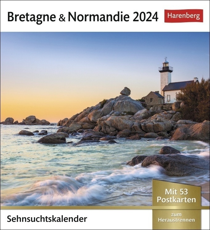 Cover: 9783840032608 | Bretagne &amp; Normandie Sehnsuchtskalender 2024. 53 Postkarten in...