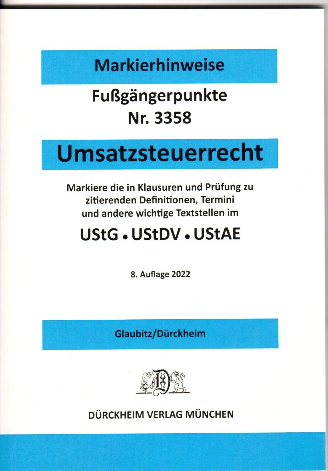 Cover: 9783864533358 | UMSATZSTEUERRECHT Dürckheim-Markierhinweise/Fußgängerpunkte für das...