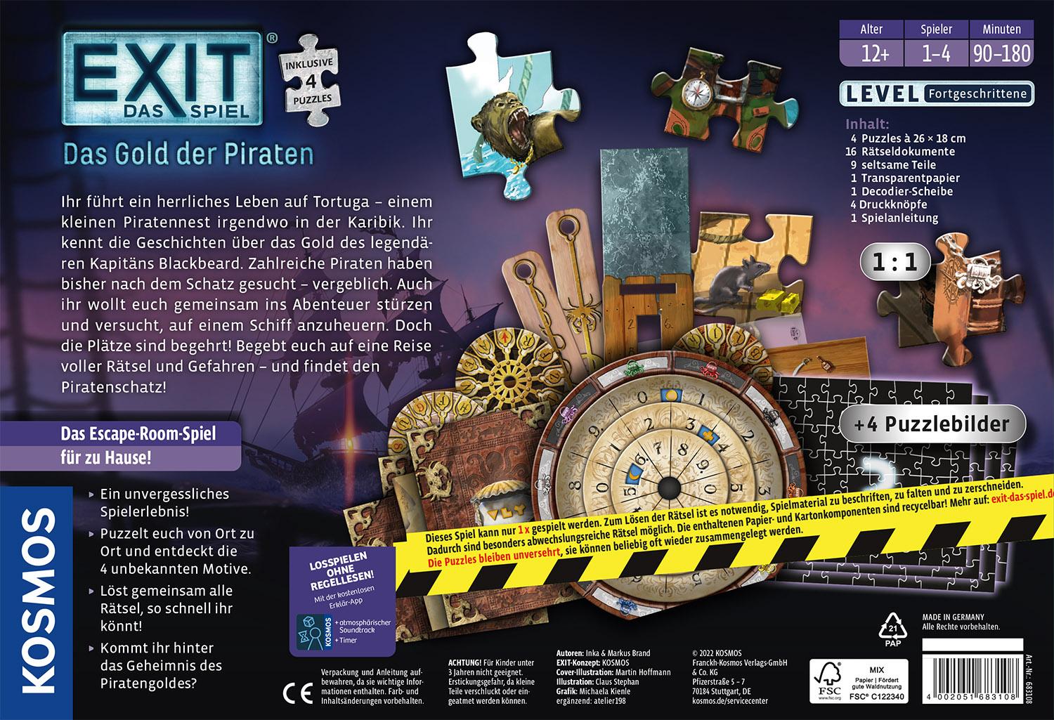 Rückseite: 4002051683108 | EXIT®-Das Spiel+Puzzle Das Gold der Piraten | Markus Brand Inka Brand