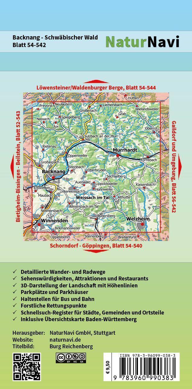 Bild: 9783960990383 | Backnang - Schwäbischer Wald 1 : 25 000, Blatt 54-542 | (Land-)Karte