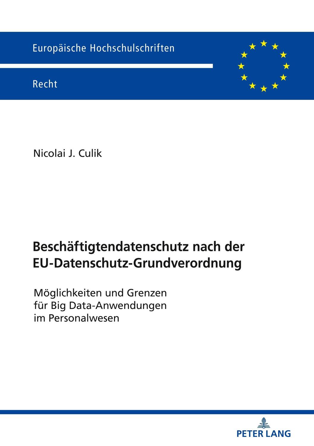 Cover: 9783631768747 | Beschäftigtendatenschutz nach der EU-Datenschutz-Grundverordnung