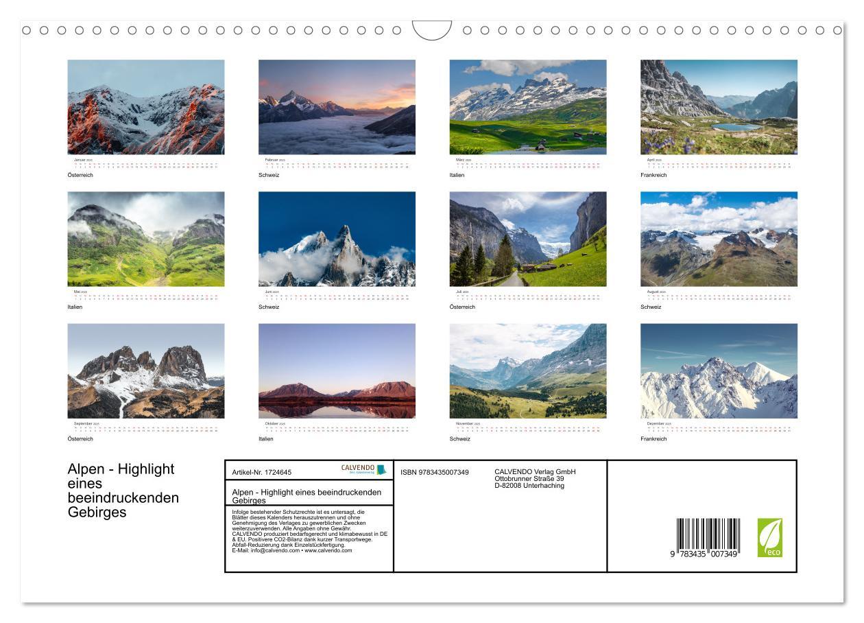 Bild: 9783435007349 | Alpen - Highlight eines beeindruckenden Gebirges (Wandkalender 2025...