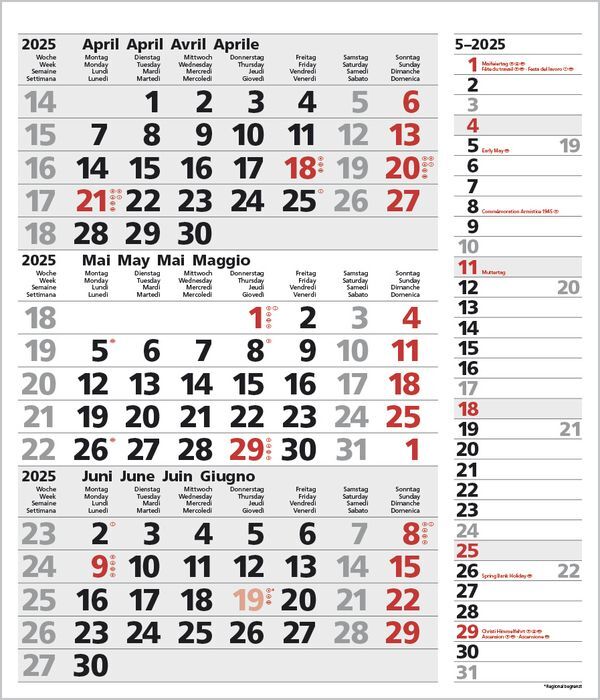 Bild: 9783731877554 | 3-Monats-Planer Combi Grau 2025 | Korsch Verlag | Kalender | 12 S.