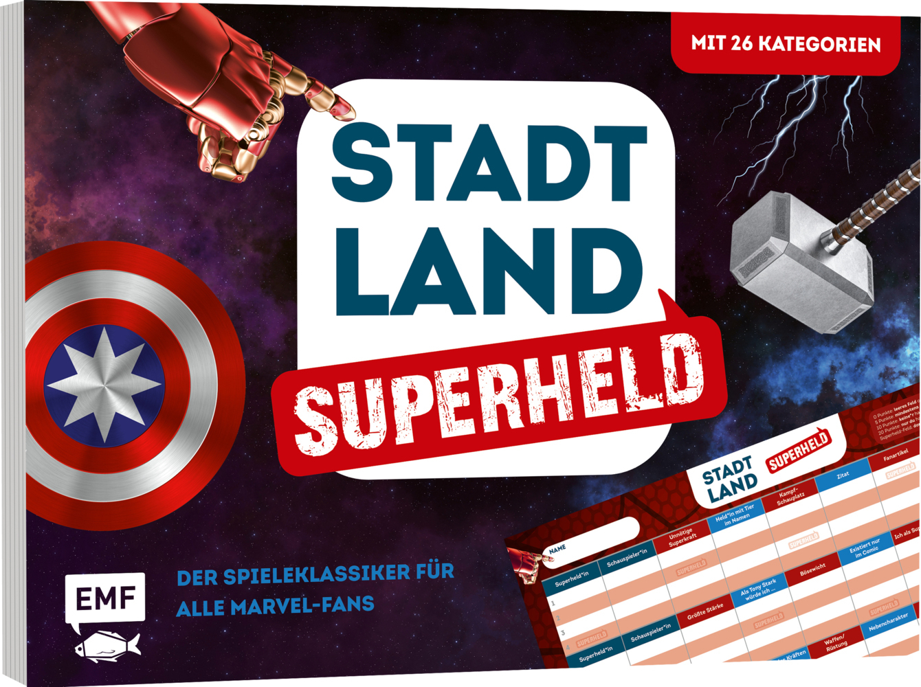 Cover: 4260478341555 | Stadt, Land, Superheld - Der Spieleklassiker für alle Marvel-Fans