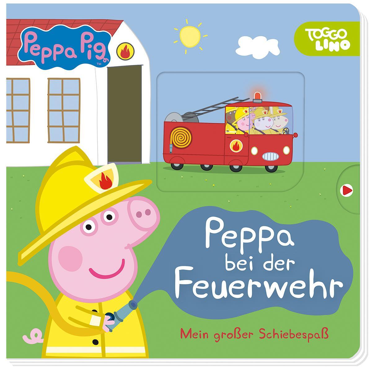 Cover: 9783833241376 | Peppa Pig: Peppa bei der Feuerwehr: Mein großer Schiebespaß | Buch