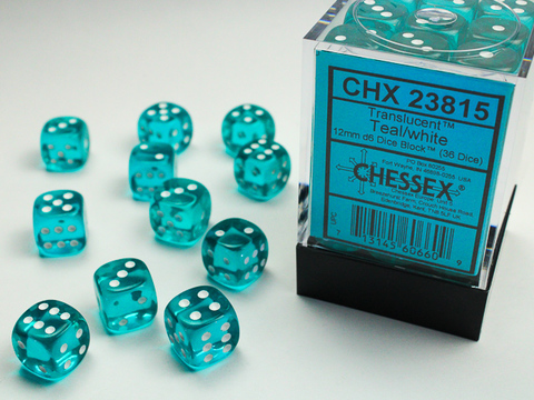 Cover: 713145606609 | Translucent 12mm d6 Teal/white Dice Block™ (36 dice) | deutsch