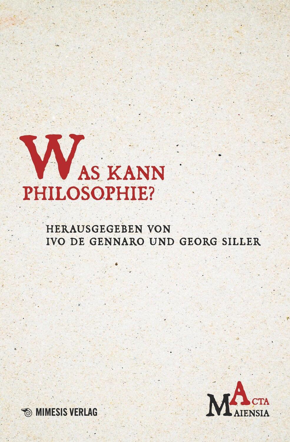 Cover: 9788894801125 | Was kann Philosophie? | de Gennaro Ivo (u. a.) | Taschenbuch | Deutsch