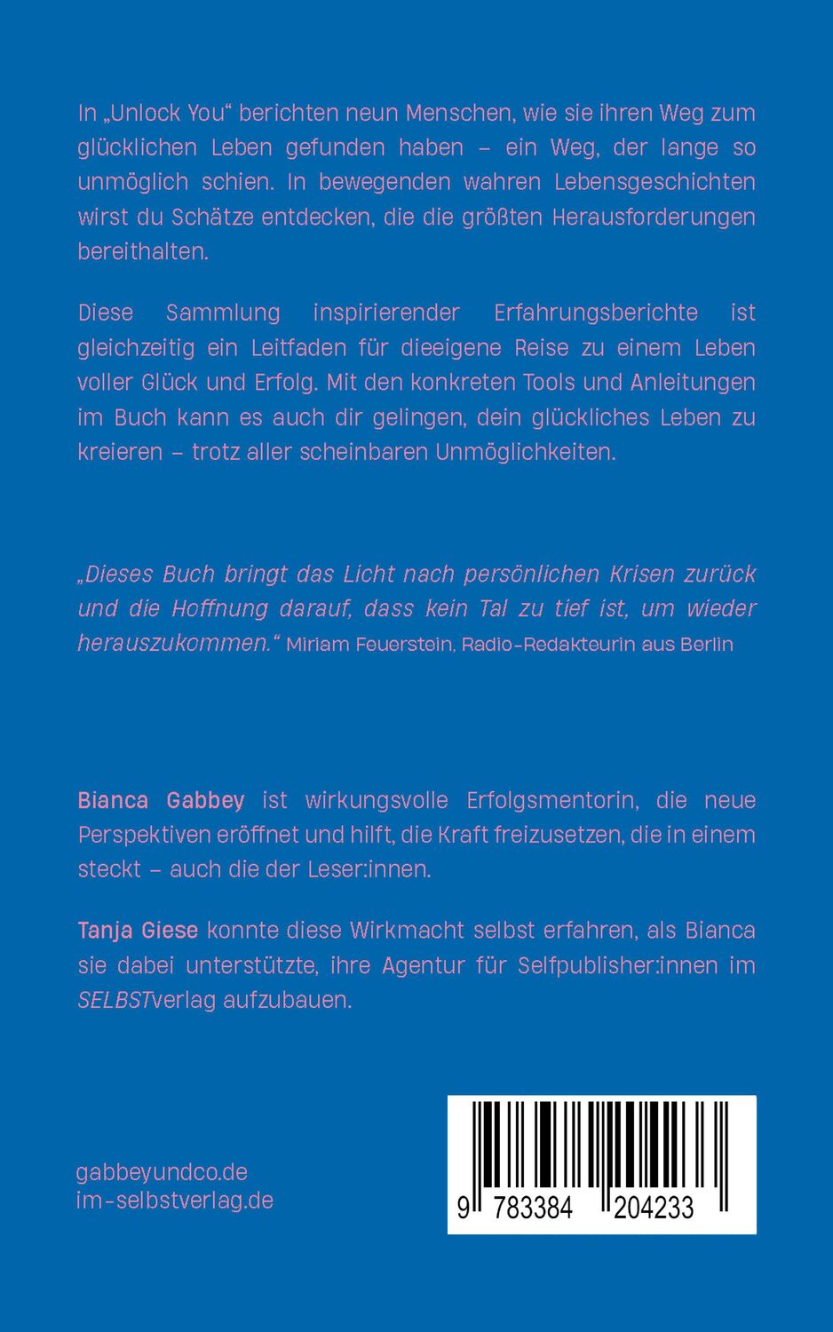 Rückseite: 9783384204233 | UNLOCK YOU | Bianca Gabbey (u. a.) | Buch | 160 S. | Deutsch | 2024